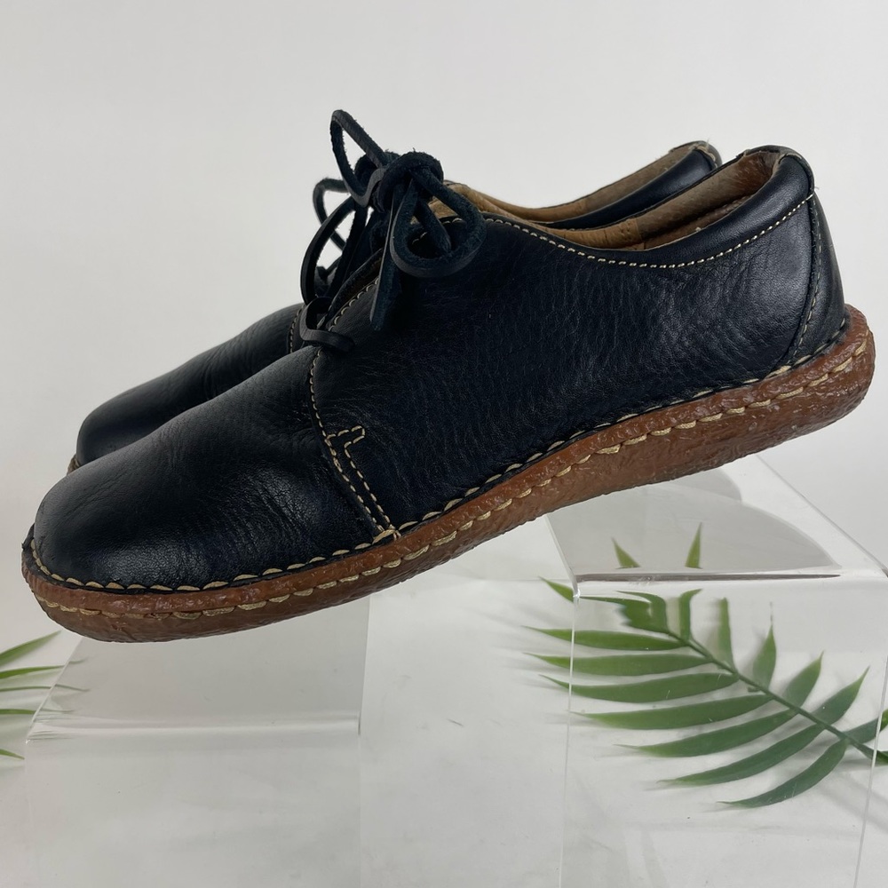 Brown's Landing Womens Size 8.5 Black Leather Oxford Moccasin Leather Laces